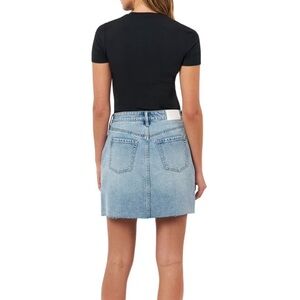 Edited by Remi Bader Denim Mini Skirt High Rise, Raw Hem with Pockets - Size 10